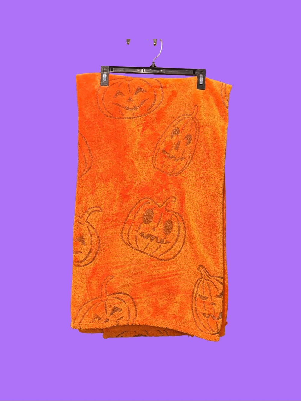 Orange Halloween Jack-o’-lantern Soft Fuzzy Throw Blanket - Orange